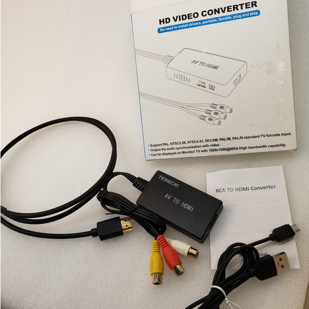 Mini AV to HDMI HD Video Converter (1080P / 720P RCA Analog to Digital Adapter)